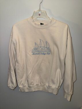 wild fable Cream Crewneck with Blue Sailboat Graphic
